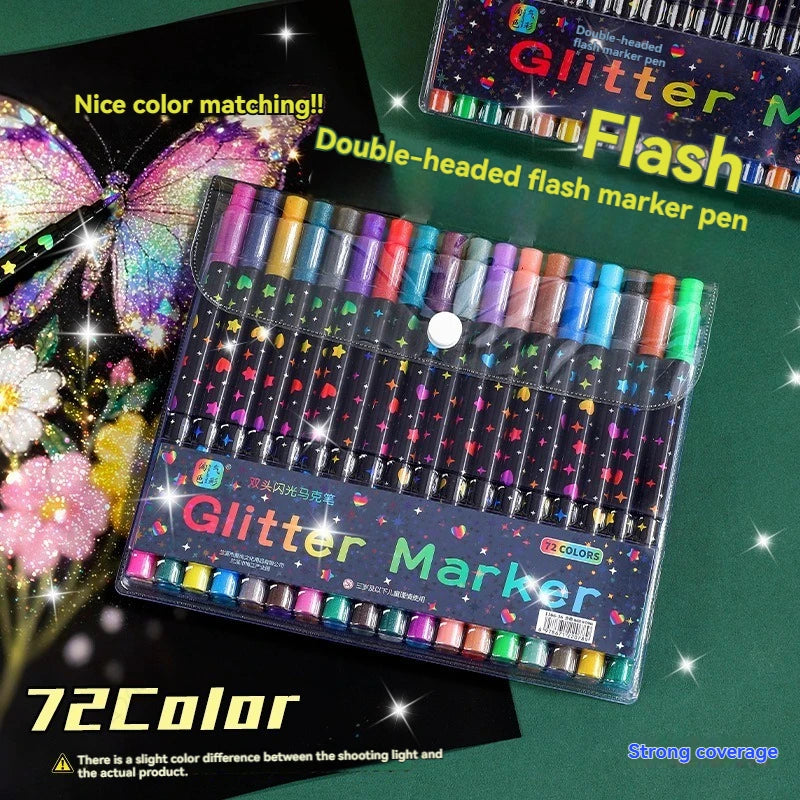 SparkStroke™ Glitter Markers ✨🌈 — Smooth, Vibrant & No Bleed