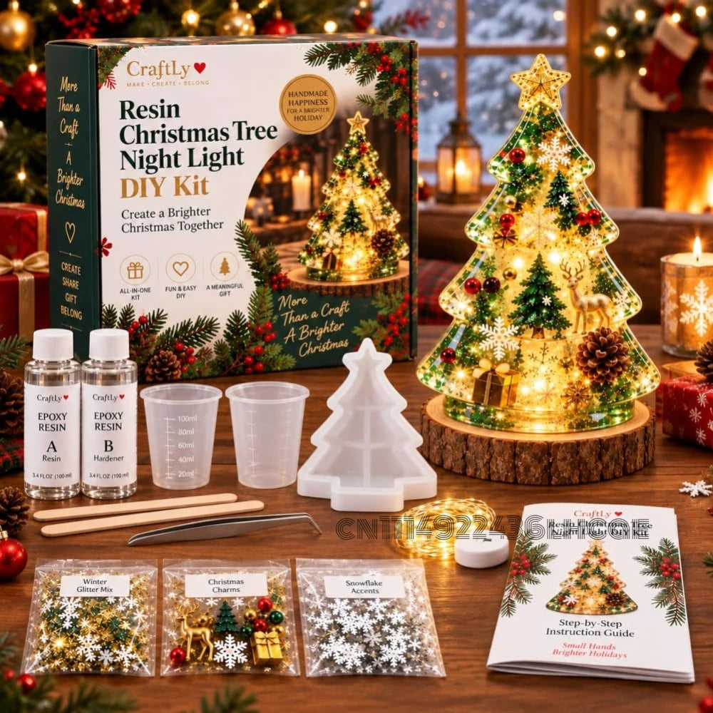 ResinGlow™ 🎄✨ — DIY Christmas Tree Night Light Kit