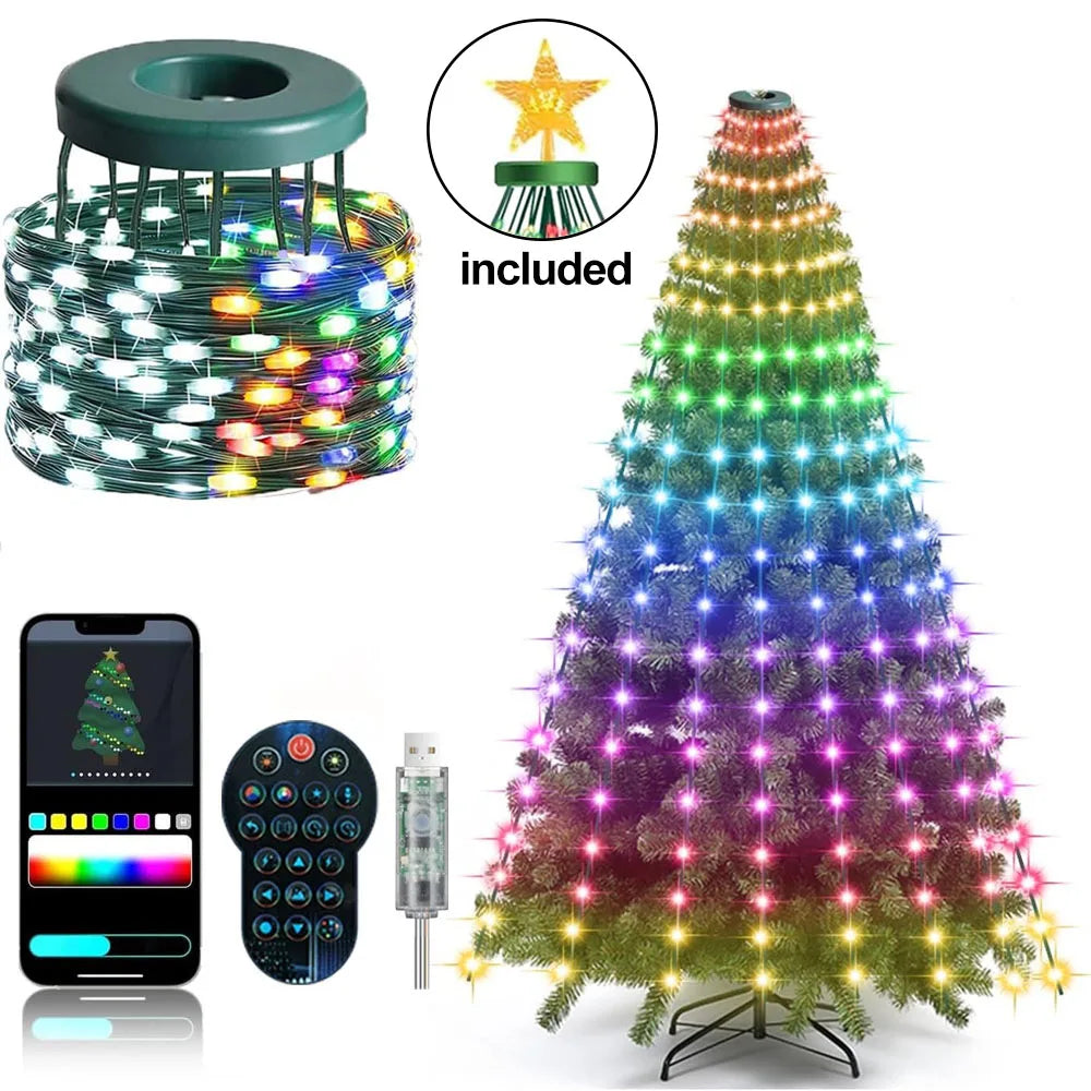 SyncGlow™ Tree Lights 🎄🎶 — App-Controlled RGB Music Sync