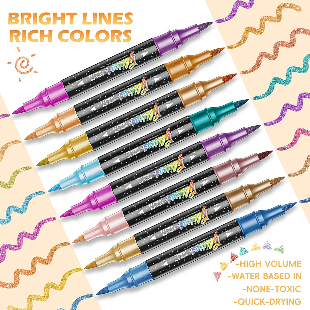 SparkStroke™ Glitter Markers ✨🌈 — Smooth, Vibrant & No Bleed