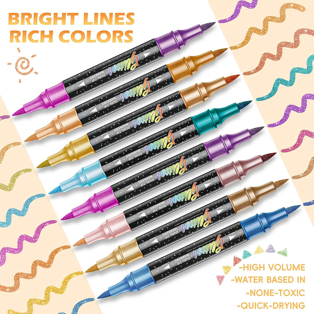 SparkStroke™ Glitter Markers ✨🌈 — Smooth, Vibrant & No Bleed