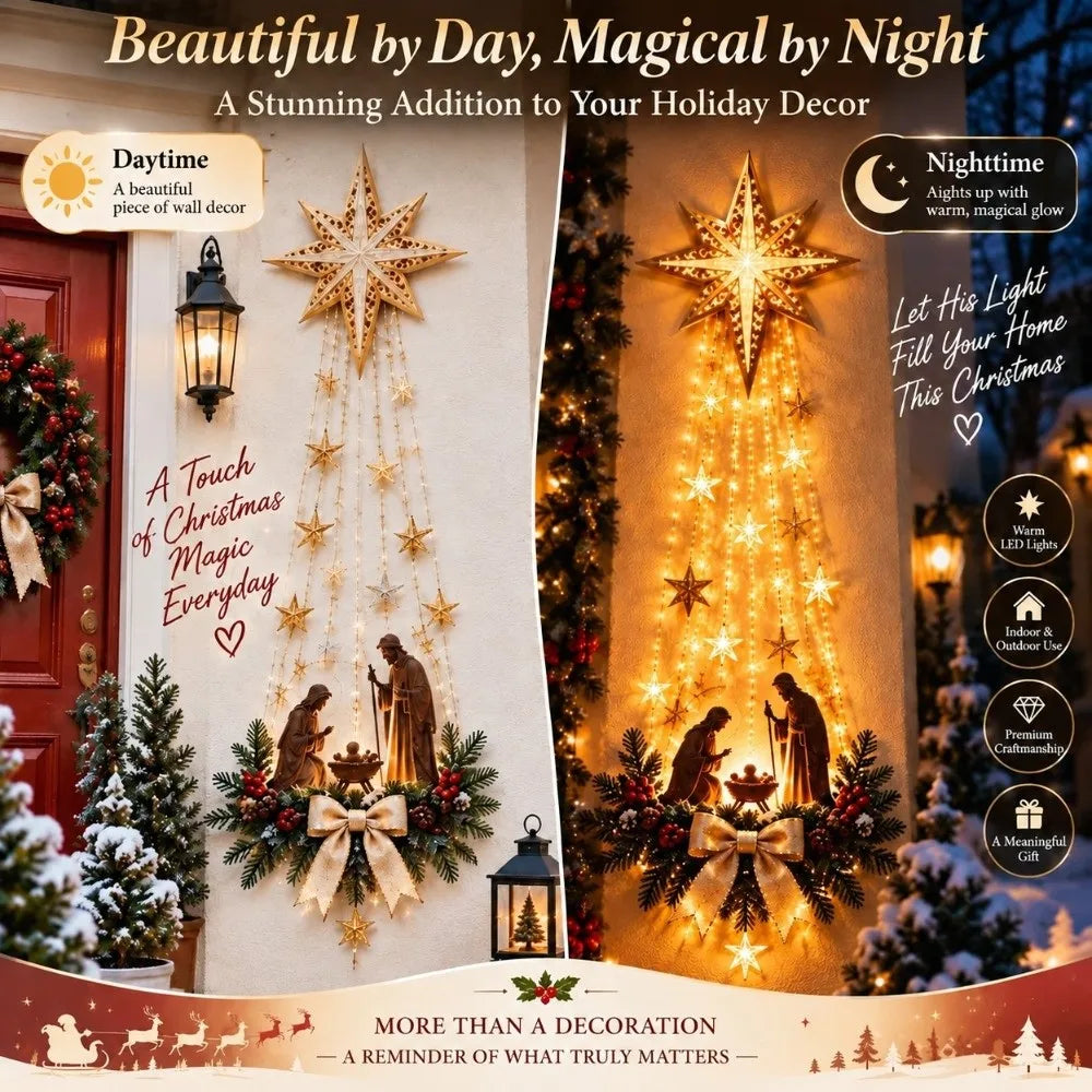 BethlehemGlow™ Star ✝️⭐ — Illuminated Nativity Wall Décor