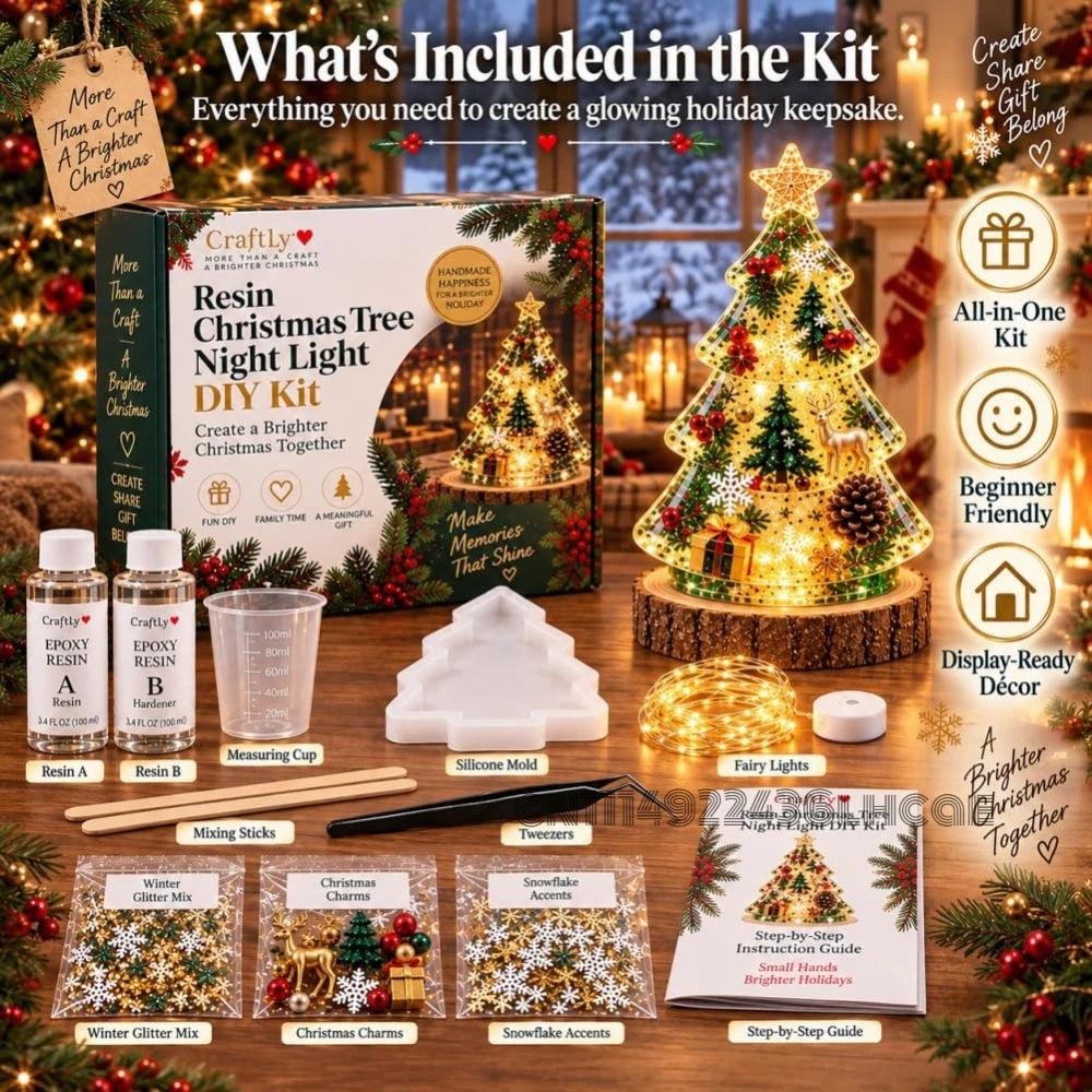 ResinGlow™ 🎄✨ — DIY Christmas Tree Night Light Kit