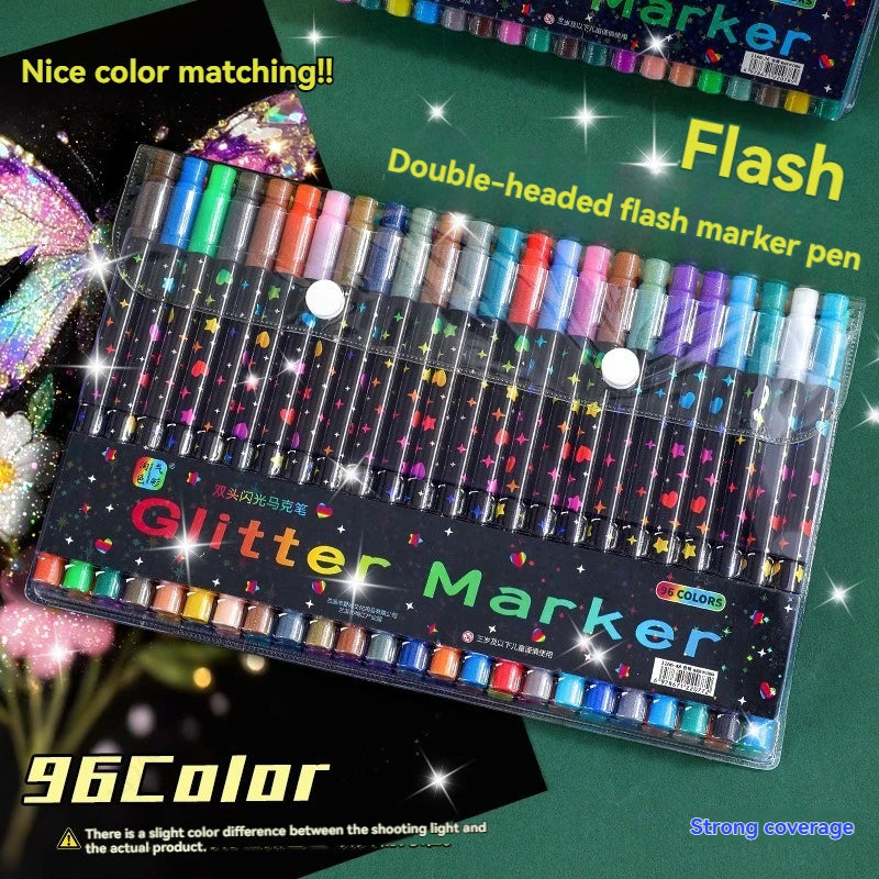 SparkStroke™ Glitter Markers ✨🌈 — Smooth, Vibrant & No Bleed