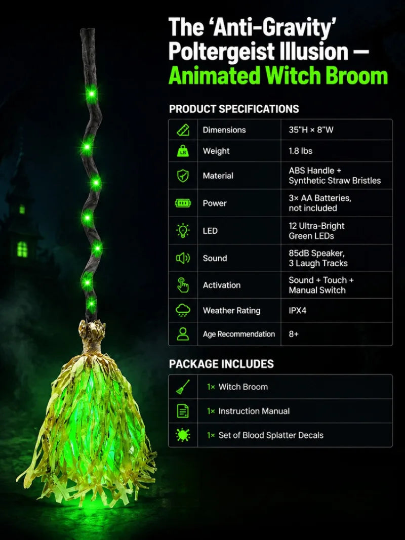 WitchGlow™ Broom 🧙‍♀️✨ — Spooky Lights & Sounds