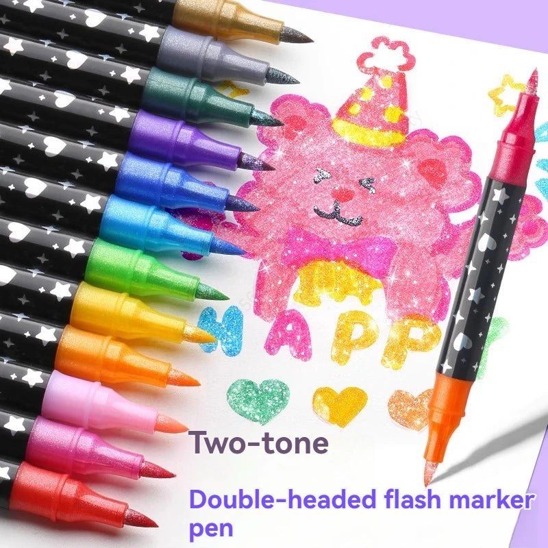 SparkStroke™ Glitter Markers ✨🌈 — Smooth, Vibrant & No Bleed
