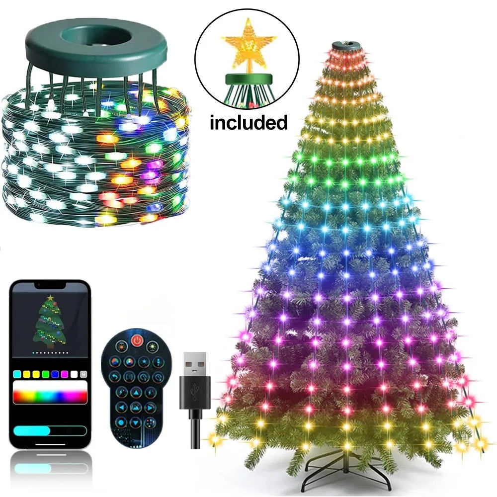 SyncGlow™ Tree Lights 🎄🎶 — App-Controlled RGB Music Sync
