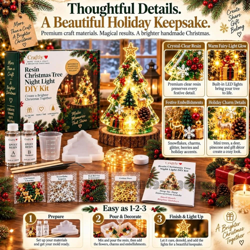 ResinGlow™ 🎄✨ — DIY Christmas Tree Night Light Kit