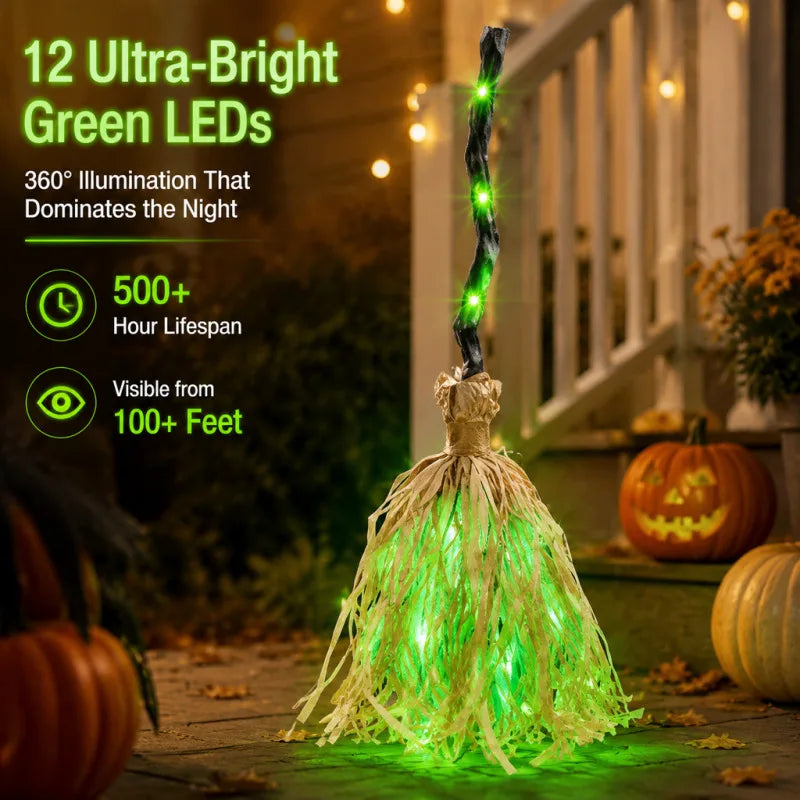 WitchGlow™ Broom 🧙‍♀️✨ — Spooky Lights & Sounds