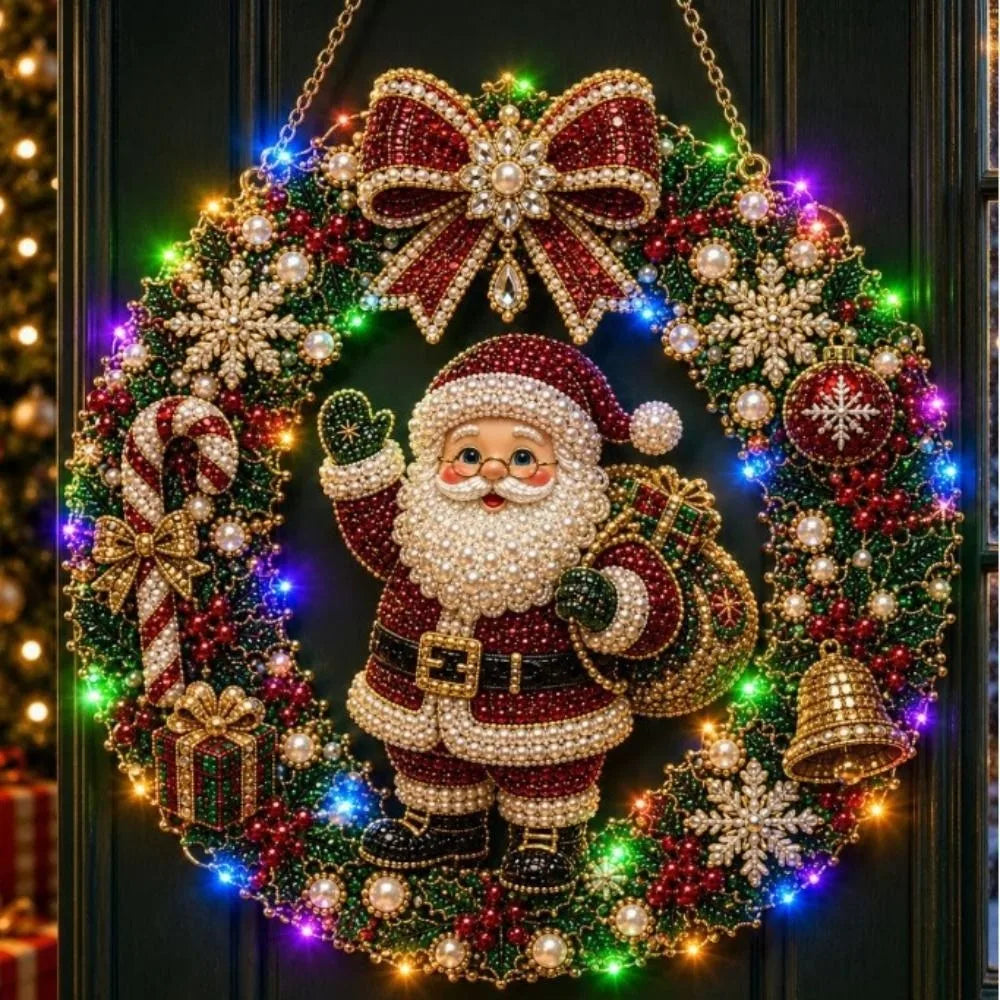 SparkleWreath™ 🎄✨ — DIY LED Diamond Art