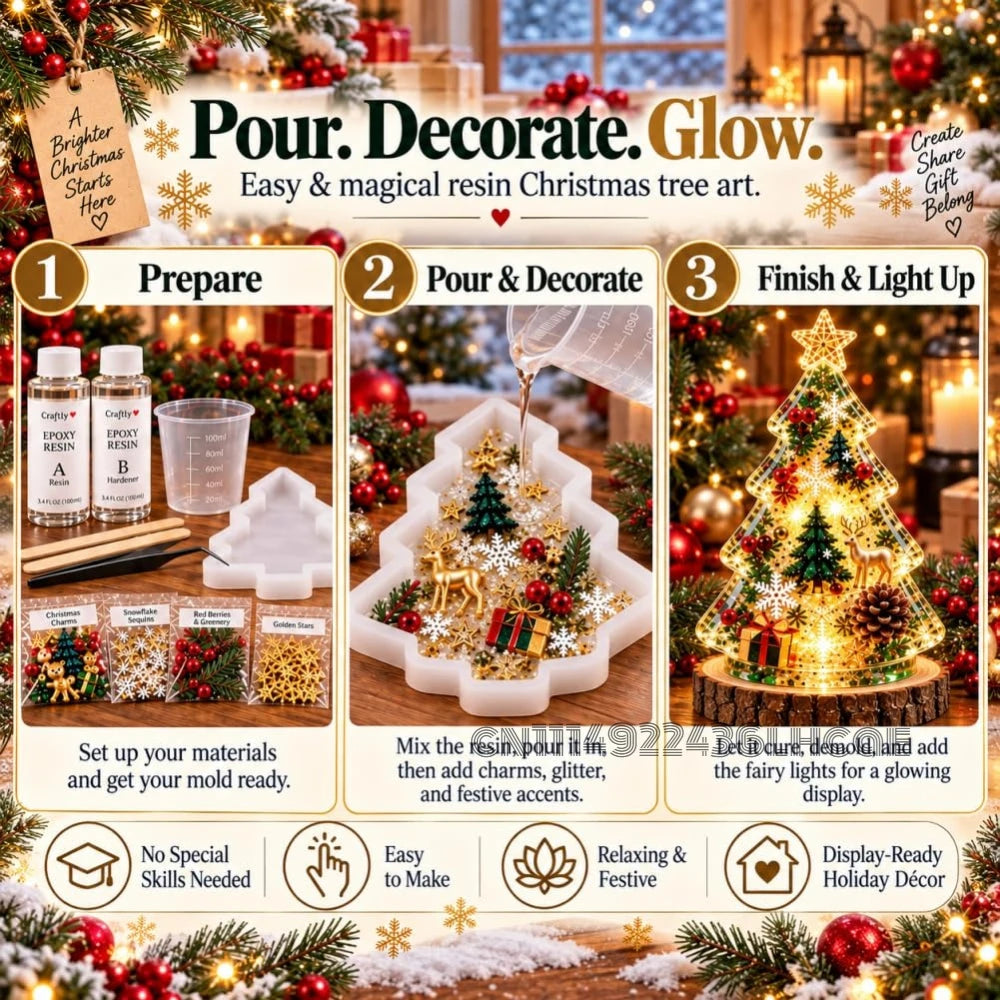ResinGlow™ 🎄✨ — DIY Christmas Tree Night Light Kit