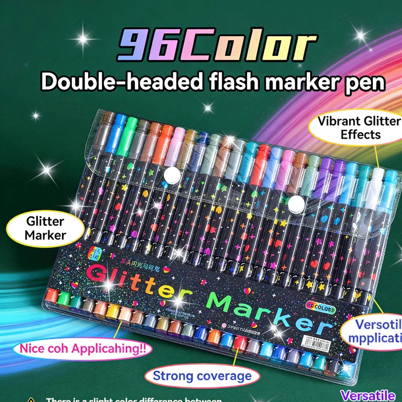 SparkStroke™ Glitter Markers ✨🌈 — Smooth, Vibrant & No Bleed