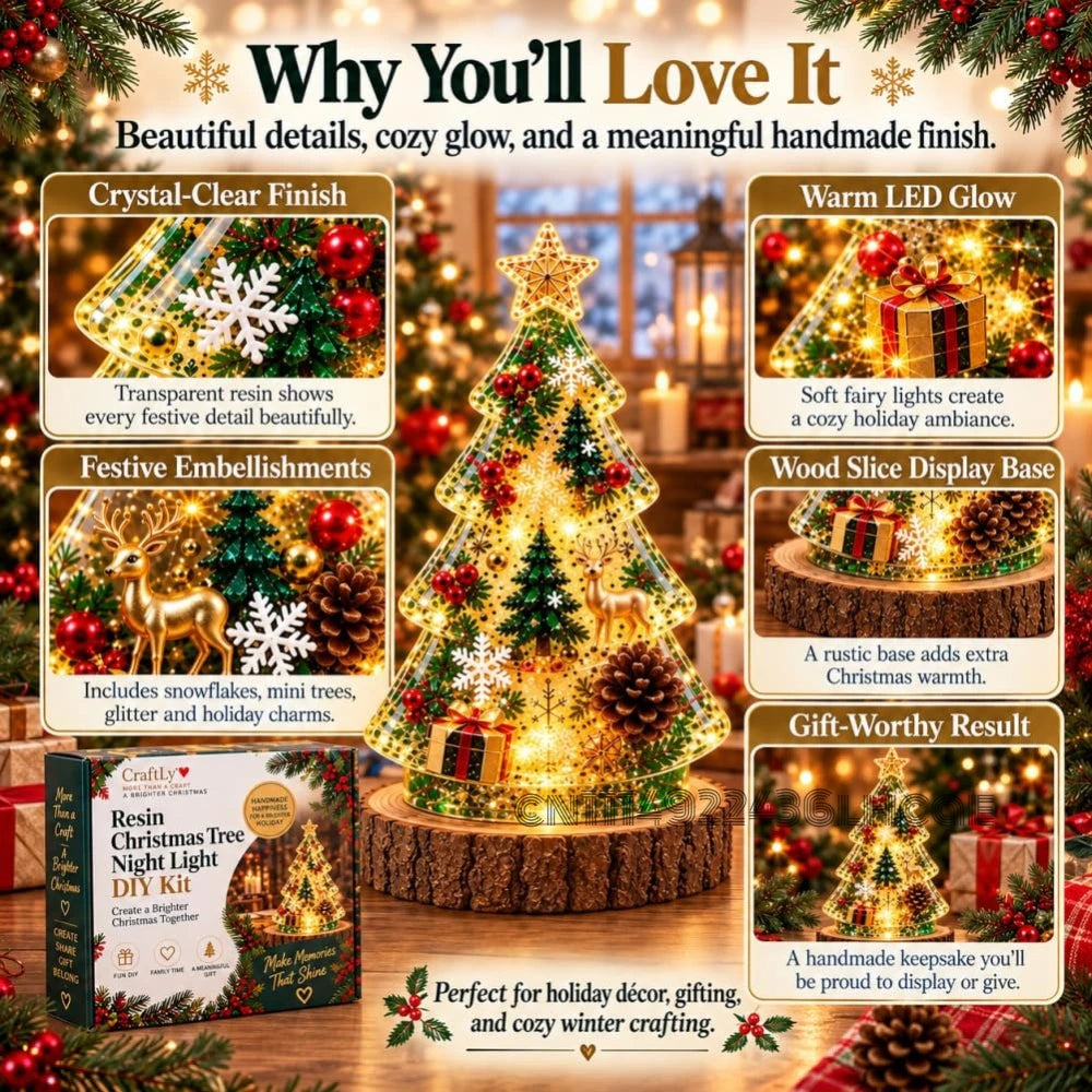 ResinGlow™ 🎄✨ — DIY Christmas Tree Night Light Kit