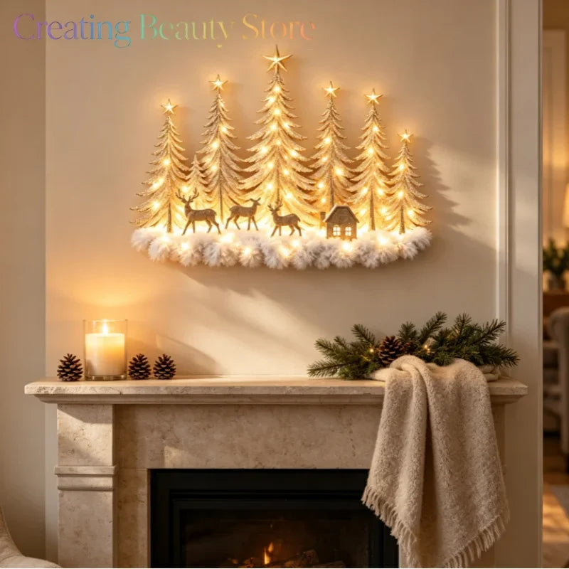 WinterGlow™ Wall Décor 🦌✨ — 3D Woodland Scene with Warm Lights