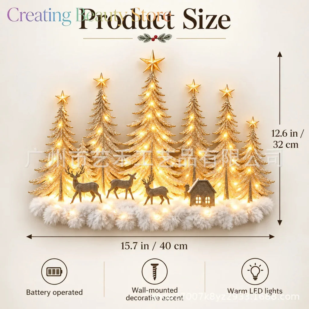 WinterGlow™ Wall Décor 🦌✨ — 3D Woodland Scene with Warm Lights