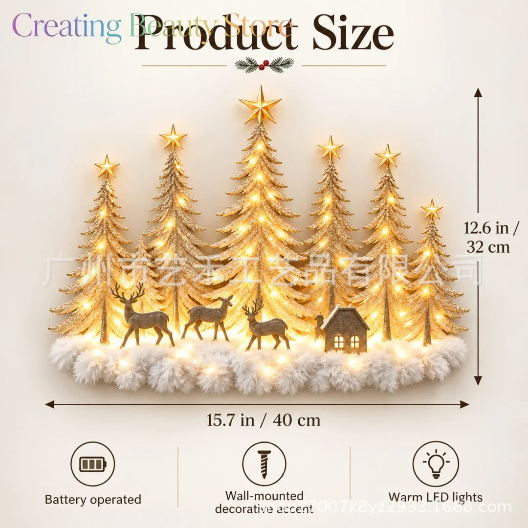 WinterGlow™ Wall Décor 🦌✨ — 3D Woodland Scene with Warm Lights