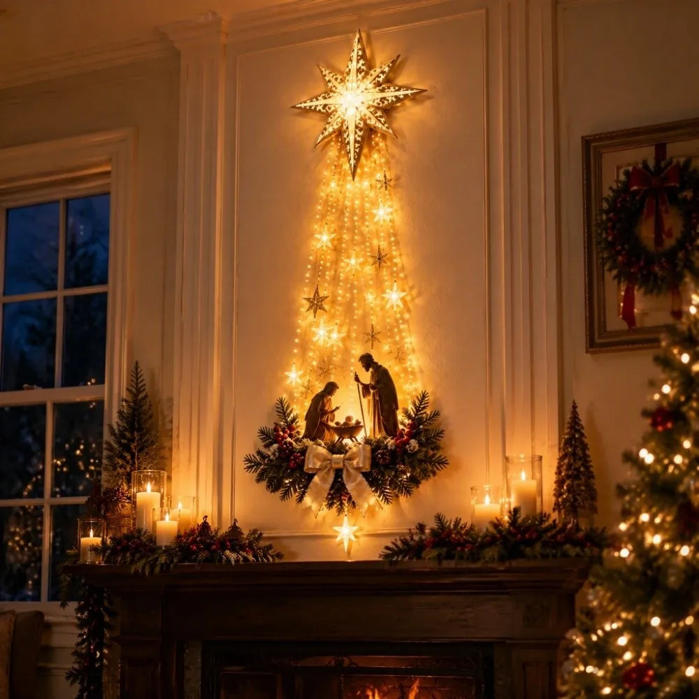BethlehemGlow™ Star ✝️⭐ — Illuminated Nativity Wall Décor