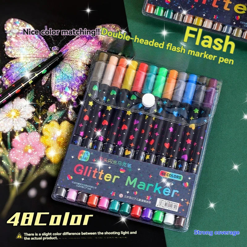 SparkStroke™ Glitter Markers ✨🌈 — Smooth, Vibrant & No Bleed