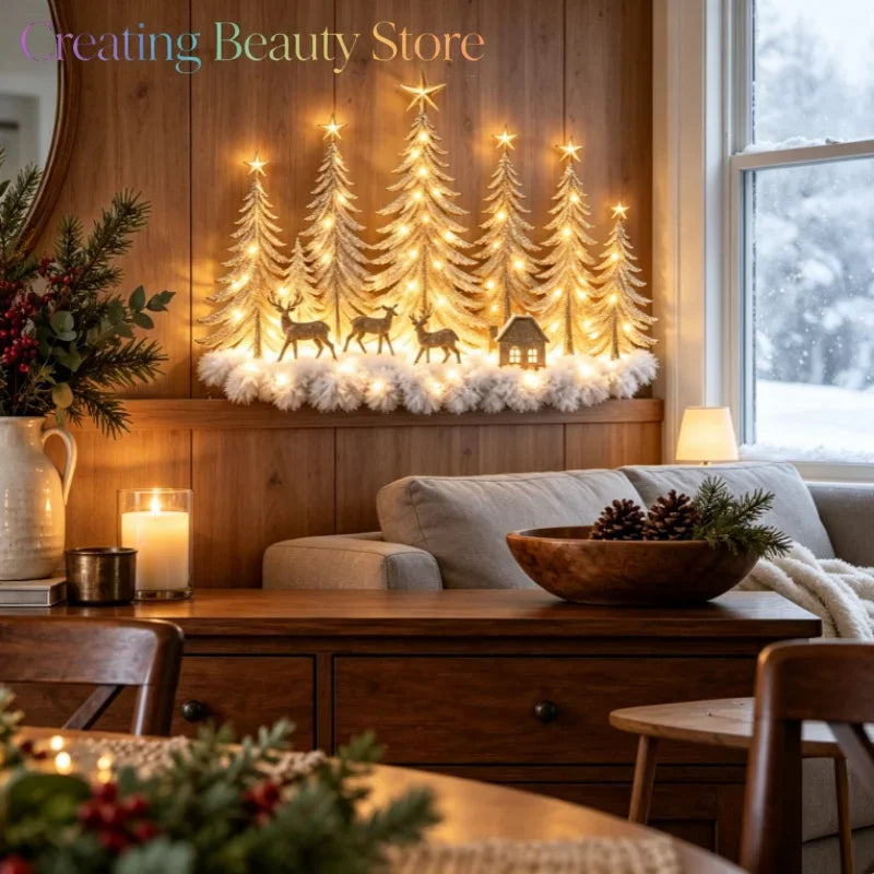 WinterGlow™ Wall Décor 🦌✨ — 3D Woodland Scene with Warm Lights