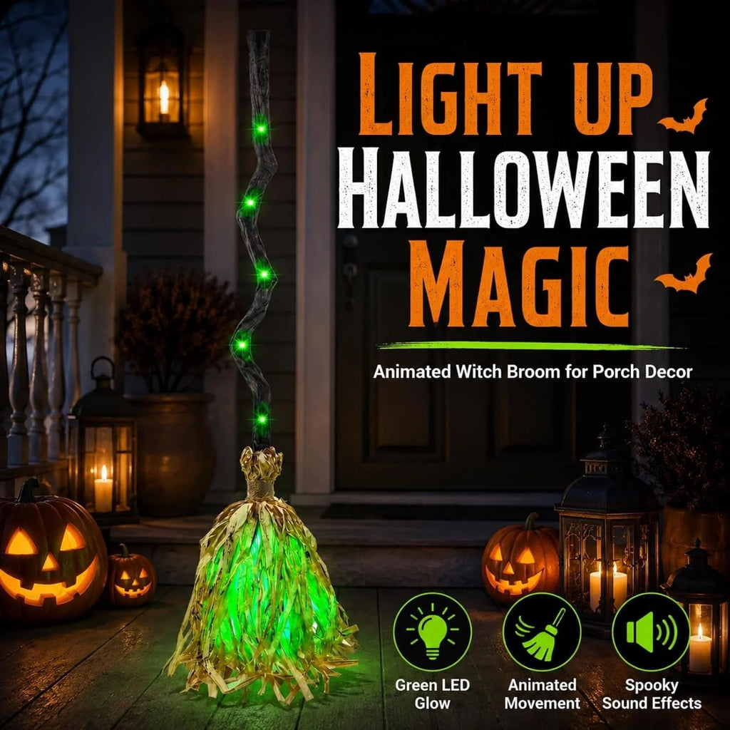 WitchGlow™ Broom 🧙‍♀️✨ — Spooky Lights & Sounds