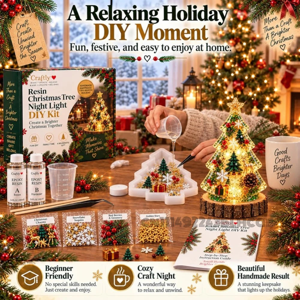 ResinGlow™ 🎄✨ — DIY Christmas Tree Night Light Kit