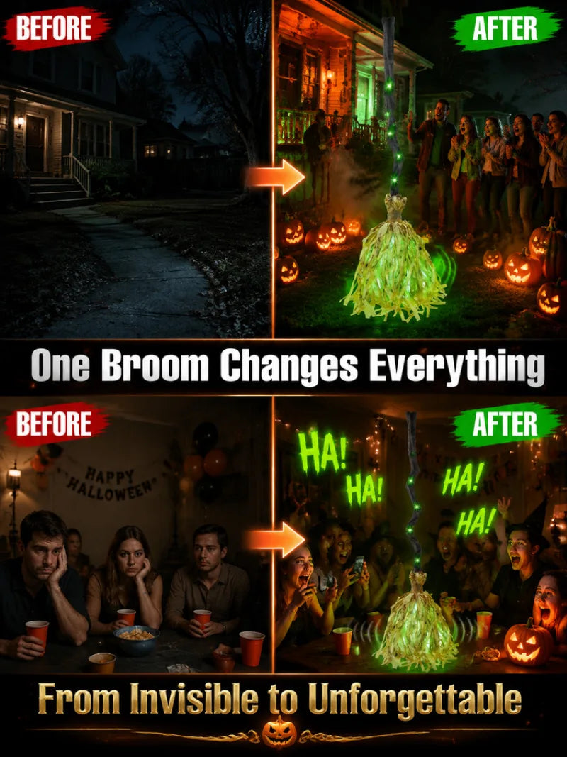 WitchGlow™ Broom 🧙‍♀️✨ — Spooky Lights & Sounds