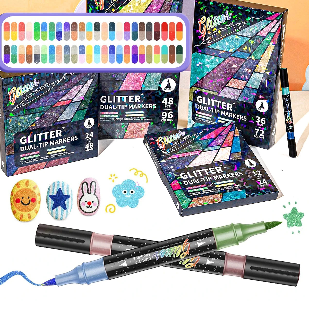 SparkStroke™ Glitter Markers ✨🌈 — Smooth, Vibrant & No Bleed