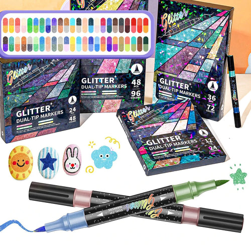 SparkStroke™ Glitter Markers ✨🌈 — Smooth, Vibrant & No Bleed