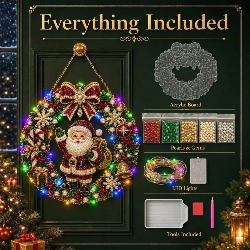 SparkleWreath™ 🎄✨ — DIY LED Diamond Art