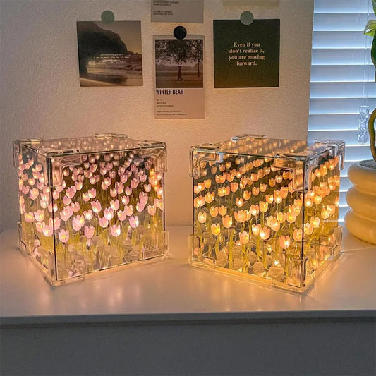 DIY Tulip Mirror Cube Lamp