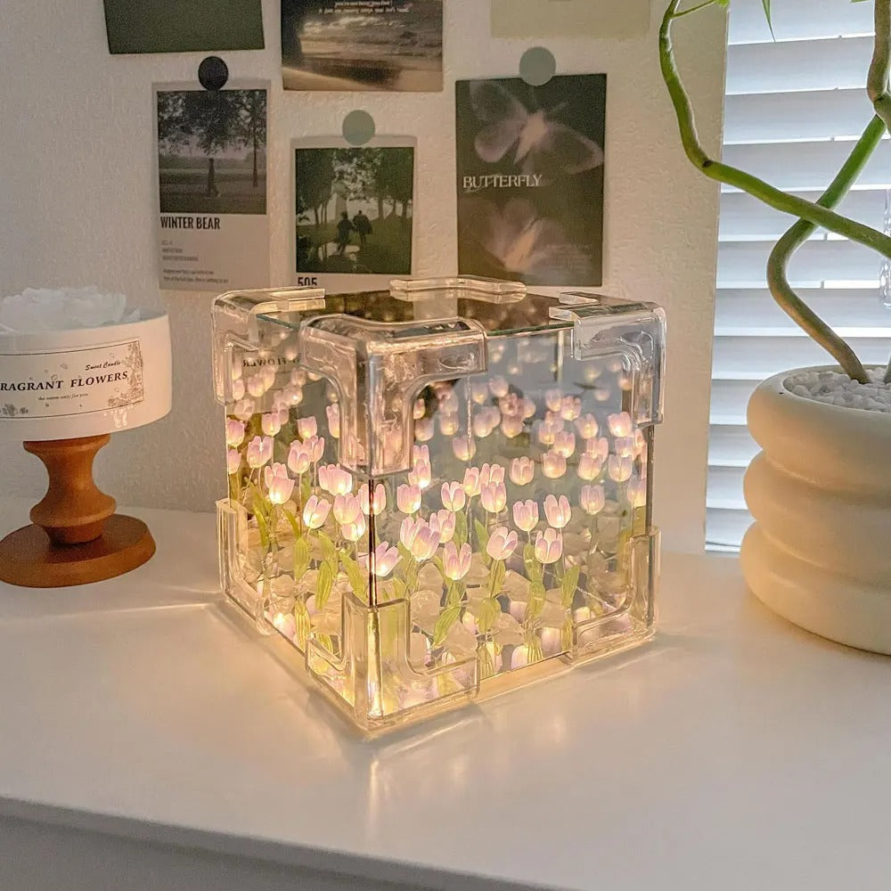 DIY Tulip Mirror Cube Lamp