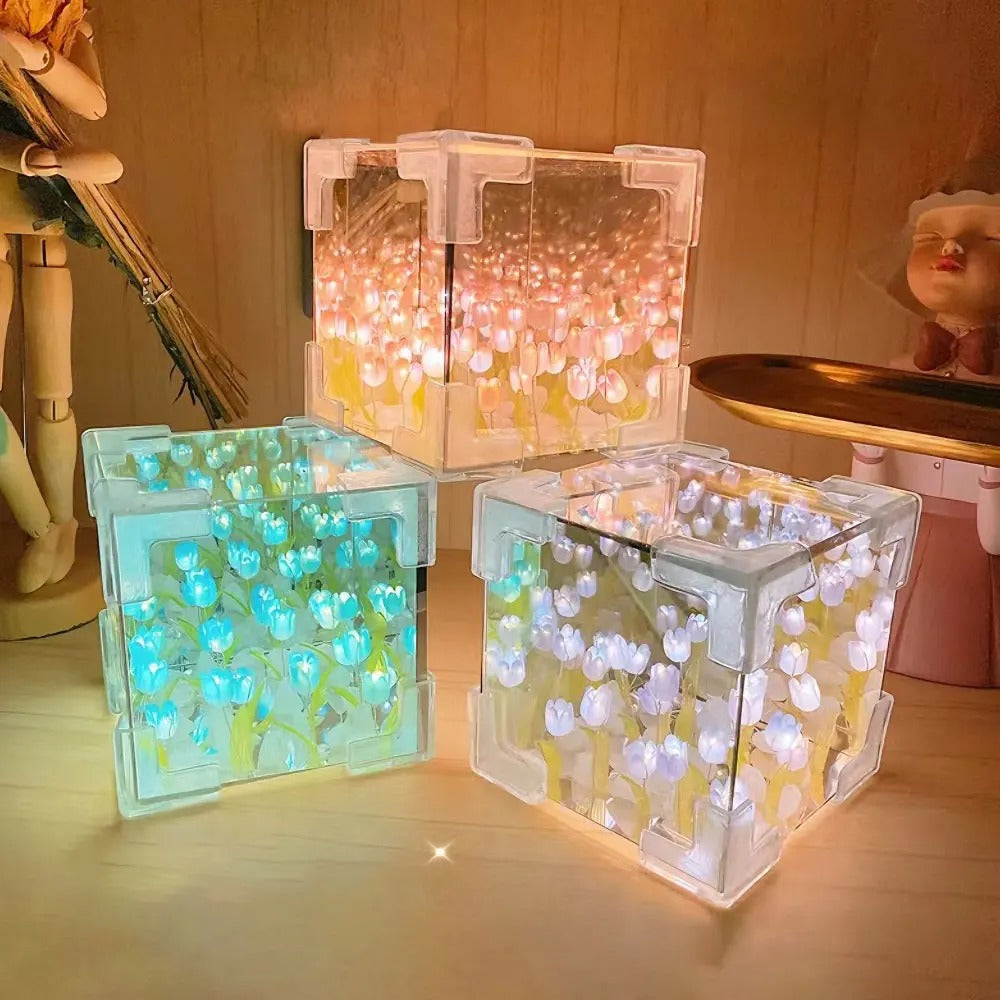 DIY Tulip Mirror Cube Lamp